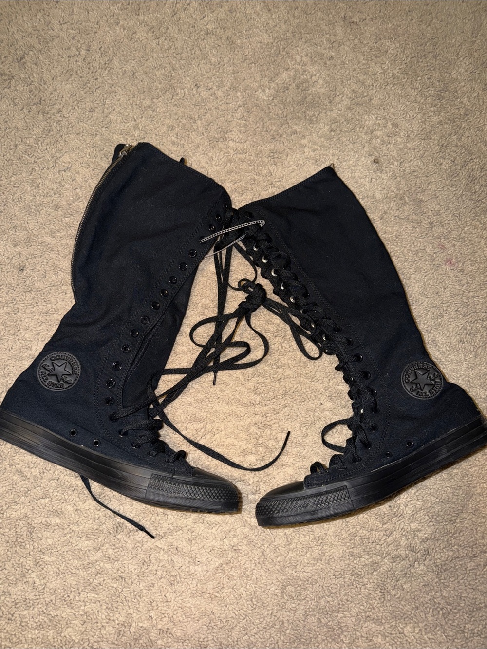 Converse Black Lace-Up Knee-High Canvas Boots